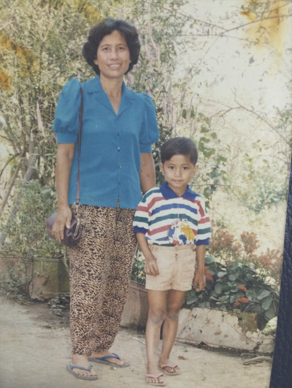 Dr. Samnang as a young boy with his mother